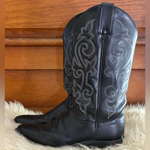 Justin Men’s 1409 London Calf Western Black Leather Boots with Silver Embroidery main image 6